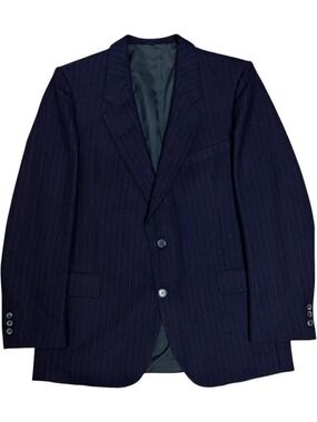 HENLEY Vintage Blazer Blue Pinstripe 100% WOOL Business Formal Jacket Mens 44R
